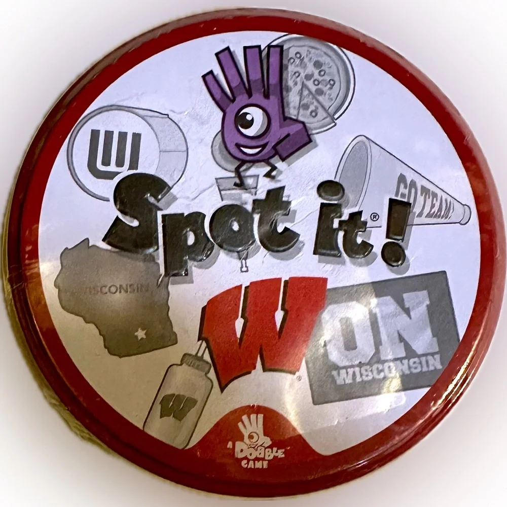 SPOT IT! WISCONSIN EDITION GAME BADGERS FAMILY COLLEGE JJ WATT FOOTBALL TRAVEL